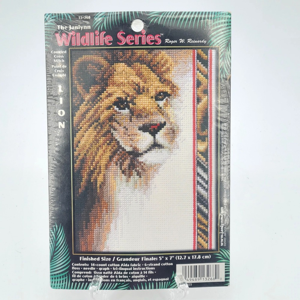 Janlynn Wildlife Series Counted Cross Stitch Kit LION 13-268 Unopened 5" x 7"